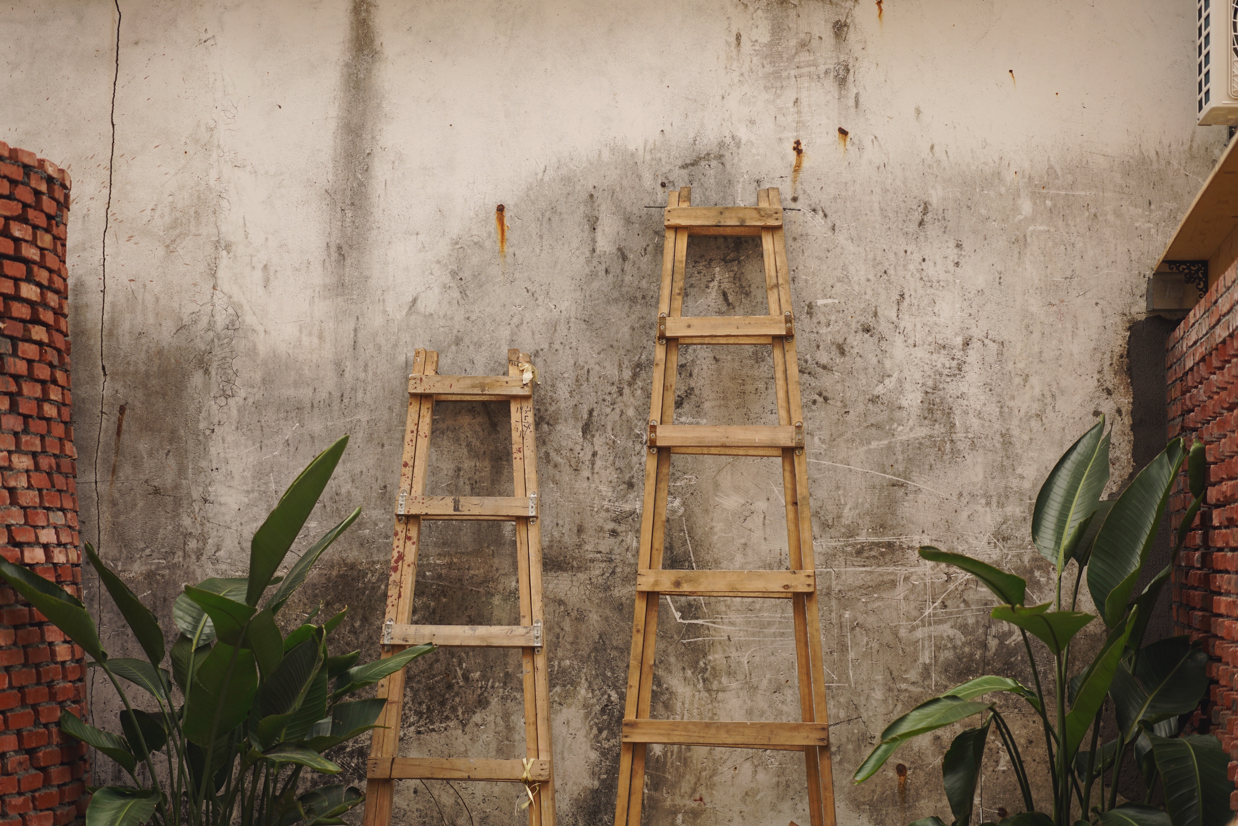Image of two wooden ladders